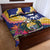 Nauru Independence Day Quilt Bed Set Coat Of Arms With Tropical Flowers