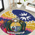 Nauru Independence Day Round Carpet Coat Of Arms With Tropical Flowers