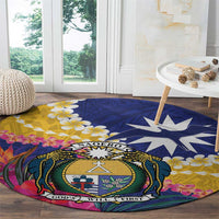 Nauru Independence Day Round Carpet Coat Of Arms With Tropical Flowers LT14 - Polynesian Pride