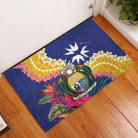 Nauru Independence Day Rubber Doormat Coat Of Arms With Tropical Flowers LT14 - Polynesian Pride