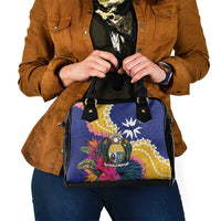 Nauru Independence Day Shoulder Handbag Coat Of Arms With Tropical Flowers LT14 - Polynesian Pride