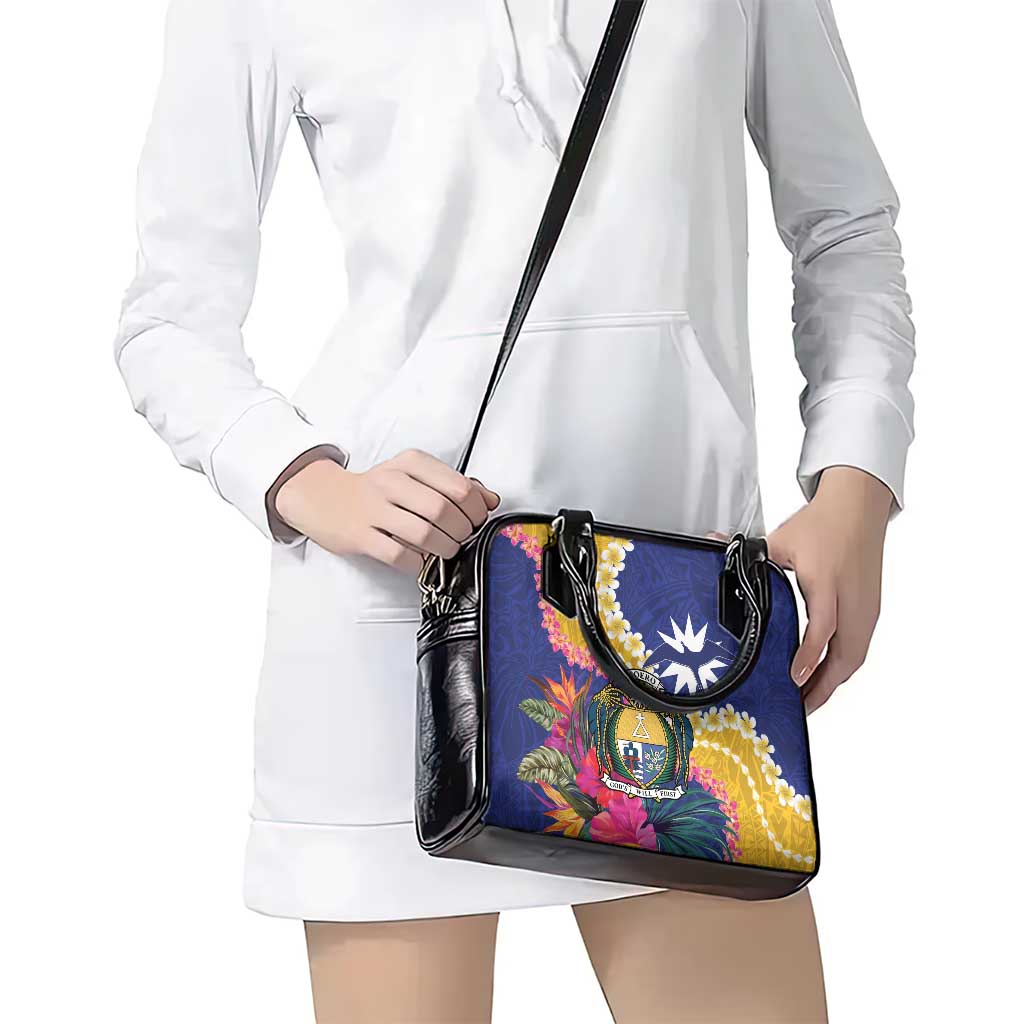 Nauru Independence Day Shoulder Handbag Coat Of Arms With Tropical Flowers LT14 - Polynesian Pride