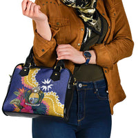 Nauru Independence Day Shoulder Handbag Coat Of Arms With Tropical Flowers LT14 - Polynesian Pride