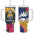 Nauru Independence Day Tumbler With Handle Coat Of Arms With Tropical Flowers