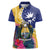 Nauru Independence Day Women Polo Shirt Coat Of Arms With Tropical Flowers