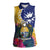 Nauru Independence Day Women Sleeveless Polo Shirt Coat Of Arms With Tropical Flowers