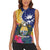 Nauru Independence Day Women Sleeveless Polo Shirt Coat Of Arms With Tropical Flowers