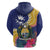 Nauru Independence Day Zip Hoodie Coat Of Arms With Tropical Flowers