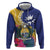 Nauru Independence Day Zip Hoodie Coat Of Arms With Tropical Flowers