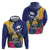 Nauru Independence Day Zip Hoodie Coat Of Arms With Tropical Flowers