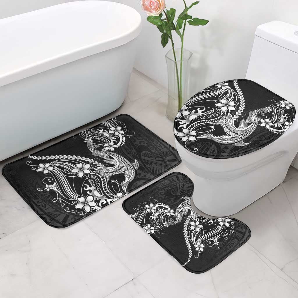 Black Aloha Hawaii Bathroom Set Polynesian Shark Tattoo With Plumeria LT14 - Polynesian Pride