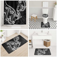 Black Aloha Hawaii Bathroom Set Polynesian Shark Tattoo With Plumeria LT14 - Polynesian Pride