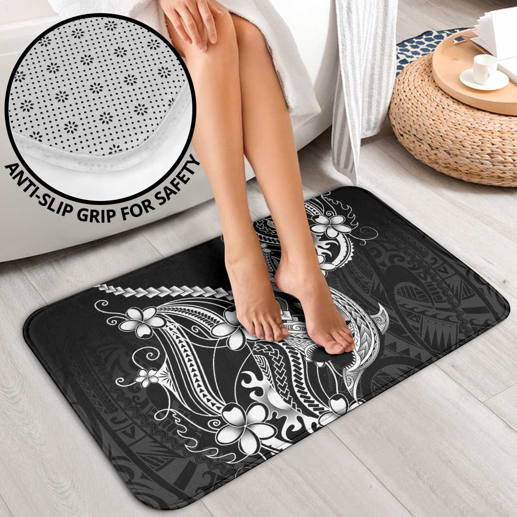 Black Aloha Hawaii Bathroom Set Polynesian Shark Tattoo With Plumeria LT14 - Polynesian Pride