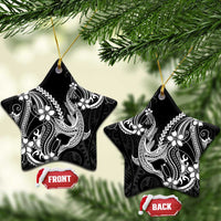 Black Aloha Hawaii Ceramic Ornament Polynesian Shark Tattoo With Plumeria LT14 Star Black - Polynesian Pride