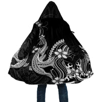 Black Aloha Hawaii Cloak Polynesian Shark Tattoo With Plumeria LT14 Unisex Black - Polynesian Pride