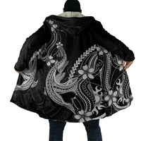 Black Aloha Hawaii Cloak Polynesian Shark Tattoo With Plumeria LT14 - Polynesian Pride
