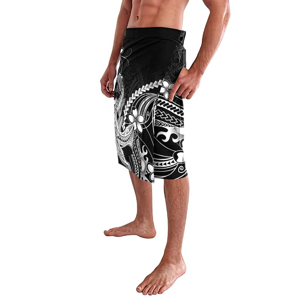 Black Aloha Hawaii Lavalava Polynesian Shark Tattoo With Plumeria LT14 - Polynesian Pride