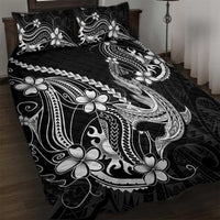 Black Aloha Hawaii Quilt Bed Set Polynesian Shark Tattoo With Plumeria LT14 Black - Polynesian Pride