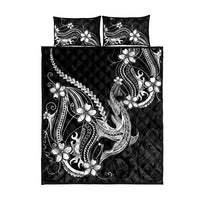 Black Aloha Hawaii Quilt Bed Set Polynesian Shark Tattoo With Plumeria LT14 - Polynesian Pride