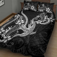 Black Aloha Hawaii Quilt Bed Set Polynesian Shark Tattoo With Plumeria LT14 - Polynesian Pride