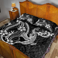 Black Aloha Hawaii Quilt Bed Set Polynesian Shark Tattoo With Plumeria LT14 - Polynesian Pride