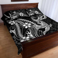 Black Aloha Hawaii Quilt Bed Set Polynesian Shark Tattoo With Plumeria LT14 - Polynesian Pride