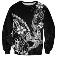 Black Aloha Hawaii Sweatshirt Polynesian Shark Tattoo With Plumeria LT14 Unisex Black - Polynesian Pride