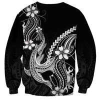 Black Aloha Hawaii Sweatshirt Polynesian Shark Tattoo With Plumeria LT14 - Polynesian Pride