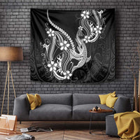 Black Aloha Hawaii Tapestry Polynesian Shark Tattoo With Plumeria LT14 Black - Polynesian Pride