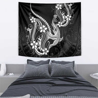 Black Aloha Hawaii Tapestry Polynesian Shark Tattoo With Plumeria LT14 - Polynesian Pride