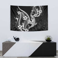 Black Aloha Hawaii Tapestry Polynesian Shark Tattoo With Plumeria LT14 - Polynesian Pride