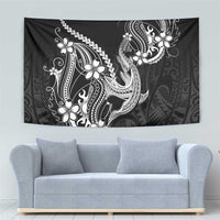 Black Aloha Hawaii Tapestry Polynesian Shark Tattoo With Plumeria LT14 - Polynesian Pride