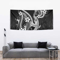 Black Aloha Hawaii Tapestry Polynesian Shark Tattoo With Plumeria LT14 - Polynesian Pride