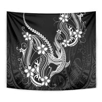 Black Aloha Hawaii Tapestry Polynesian Shark Tattoo With Plumeria LT14 - Polynesian Pride