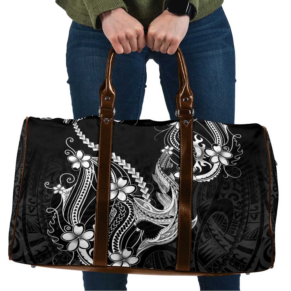 Black Aloha Hawaii Travel Bag Polynesian Shark Tattoo With Plumeria LT14 Black - Polynesian Pride