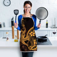 Gold Black Aloha Hawaii Apron Polynesian Shark Tattoo With Plumeria LT14 - Polynesian Pride