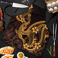 Gold Black Aloha Hawaii Apron Polynesian Shark Tattoo With Plumeria LT14 Gold - Polynesian Pride