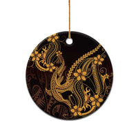 Gold Black Aloha Hawaii Ceramic Ornament Polynesian Shark Tattoo With Plumeria LT14 - Polynesian Pride