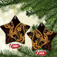 Gold Black Aloha Hawaii Ceramic Ornament Polynesian Shark Tattoo With Plumeria LT14 Star Gold - Polynesian Pride