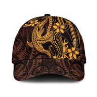Gold Black Aloha Hawaii Classic Cap Polynesian Shark Tattoo With Plumeria LT14 Universal Fit Gold - Polynesian Pride
