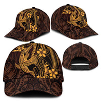Gold Black Aloha Hawaii Classic Cap Polynesian Shark Tattoo With Plumeria LT14 - Polynesian Pride