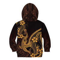 Gold Black Aloha Hawaii Kid Hoodie Polynesian Shark Tattoo With Plumeria LT14 - Polynesian Pride
