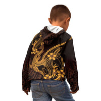 Gold Black Aloha Hawaii Kid Hoodie Polynesian Shark Tattoo With Plumeria LT14 - Polynesian Pride