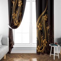 Gold Black Aloha Hawaii Window Curtain Polynesian Shark Tattoo With Plumeria LT14 - Polynesian Pride