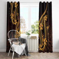 Gold Black Aloha Hawaii Window Curtain Polynesian Shark Tattoo With Plumeria LT14 - Polynesian Pride