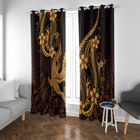 Gold Black Aloha Hawaii Window Curtain Polynesian Shark Tattoo With Plumeria LT14 With Grommets Gold - Polynesian Pride