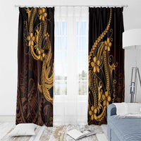 Gold Black Aloha Hawaii Window Curtain Polynesian Shark Tattoo With Plumeria LT14 - Polynesian Pride