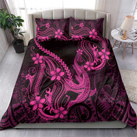 Pink Black Aloha Hawaii Bedding Set Polynesian Shark Tattoo With Plumeria LT14 - Polynesian Pride