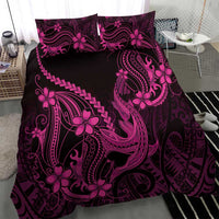 Pink Black Aloha Hawaii Bedding Set Polynesian Shark Tattoo With Plumeria LT14 - Polynesian Pride