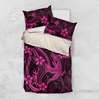 Pink Black Aloha Hawaii Bedding Set Polynesian Shark Tattoo With Plumeria LT14 US Twin 172cm x 218cm Pink - Polynesian Pride